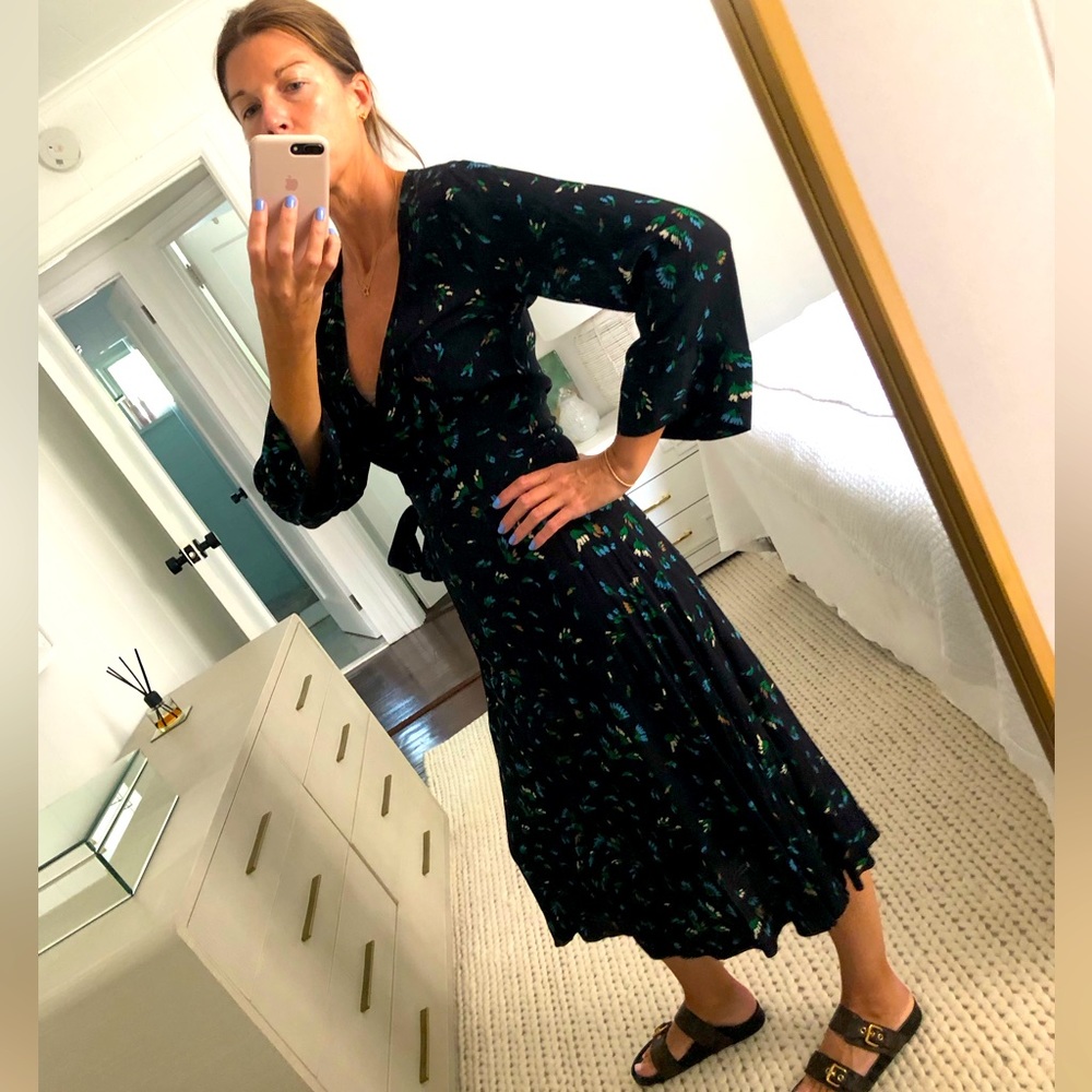 Floral wrap dress mid length Ganni